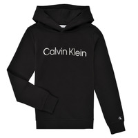 vaatteet Tytöt Svetari Calvin Klein Jeans INSTITUTIONAL SILVER LOGO HOODIE Musta