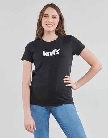 vaatteet Naiset Lyhythihainen t-paita Levi's THE PERFECT TEE Seasonal / Poster / T2 / Musta / sininen / punainen