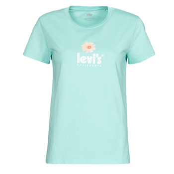 vaatteet Naiset Lyhythihainen t-paita Levi's THE PERFECT TEE Poster / Chest / Hit / Angel / Sininen