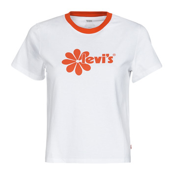 vaatteet Naiset Lyhythihainen t-paita Levi's GRAPHIC JORDIE TEE Poster / Chest / Hit / Valkoinen  / Oranssi / Rib
