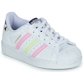 kengät Tytöt Matalavartiset tennarit adidas Originals SUPERSTAR C Valkoinen / Vaaleanpunainen