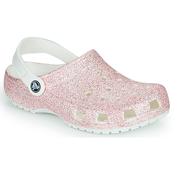 kengät Tytöt Puukengät Crocs Classic Glitter Clog K Valkoinen / Vaaleanpunainen