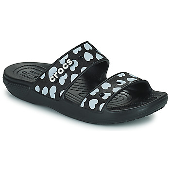 kengät Naiset Sandaalit Crocs CLASSIC CROCS HEART PRINT SANDAL Musta / Valkoinen