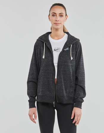vaatteet Naiset Svetari Nike Full-Zip Hoodie Musta / Valkoinen 