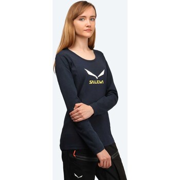 vaatteet Naiset T-paidat pitkillä hihoilla Salewa T-paita Solidlogo CO W L/S Tee 25280-3991 Sininen