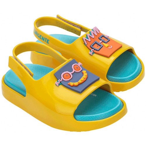 kengät Lapset Sandaalit ja avokkaat Melissa MINI  Cloud Slide + Fábula B - Yellow Blue Keltainen