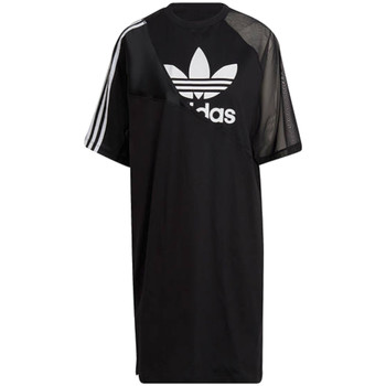 vaatteet Naiset Lyhythihainen t-paita adidas Originals adidas Adicolor Split Trefoil Tee Dress Musta
