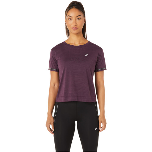 vaatteet Naiset Lyhythihainen t-paita Asics Race Crop Top Violetti