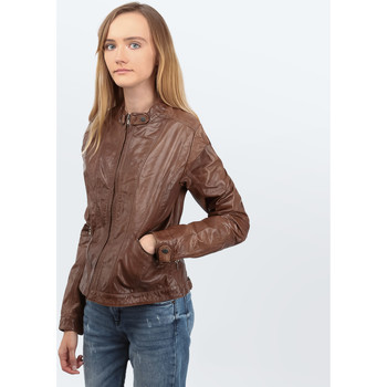 vaatteet Naiset Takit / Bleiserit Cameleon Wmns Leather Jacket 5214 Tobacco Ruskea