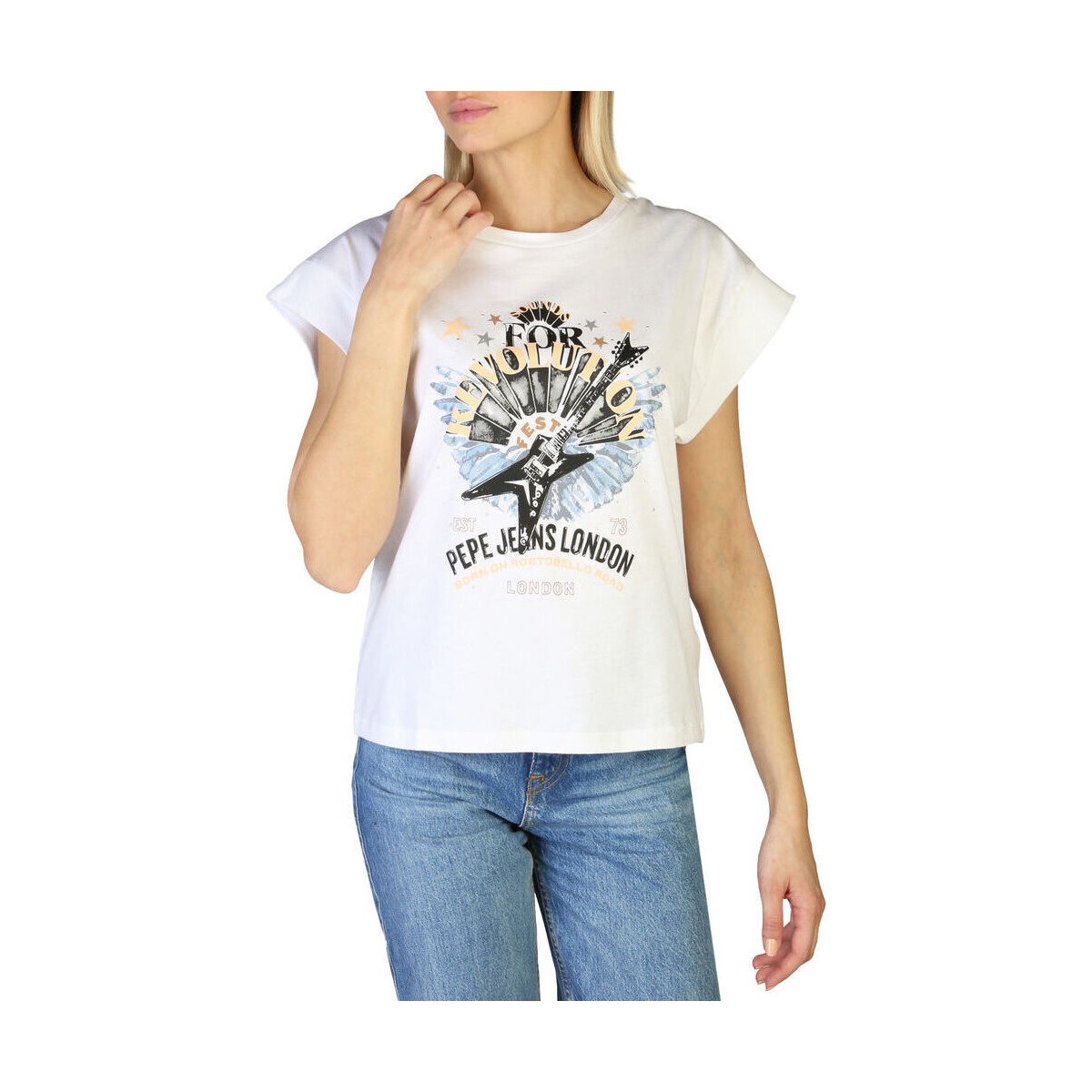 vaatteet Naiset Lyhythihainen t-paita Pepe jeans - caroline_pl505158 Valkoinen