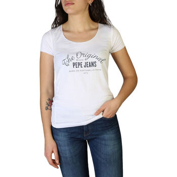 vaatteet Naiset Lyhythihainen t-paita Pepe jeans - cameron_pl505146 Valkoinen