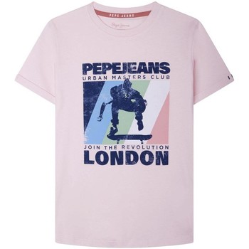 vaatteet Pojat Lyhythihainen t-paita Pepe jeans  Vaaleanpunainen