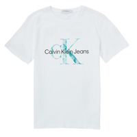 vaatteet Lapset Lyhythihainen t-paita Calvin Klein Jeans MONOGRAM LOGO T-SHIRT Valkoinen