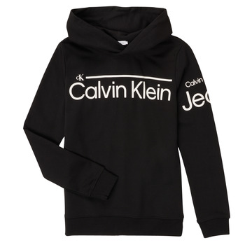 vaatteet Pojat Svetari Calvin Klein Jeans INSTITUTIONAL LINED LOGO HOODIE Musta