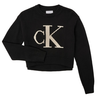 vaatteet Tytöt Svetari Calvin Klein Jeans MONOGRAM SWEATER Musta