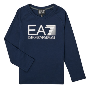 vaatteet Pojat T-paidat pitkillä hihoilla Emporio Armani EA7 6LBT54-BJ02Z-1554 Laivastonsininen
