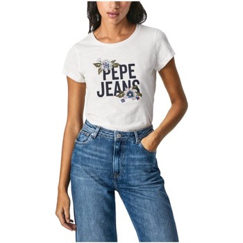 vaatteet Naiset Lyhythihainen t-paita Pepe jeans  Valkoinen