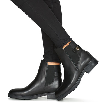 Tommy Hilfiger Coin Leather Flat Boot Musta