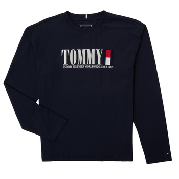 vaatteet Pojat T-paidat pitkillä hihoilla Tommy Hilfiger KB0KB07887-DW5 Laivastonsininen