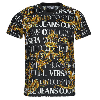 vaatteet Miehet Lyhythihainen t-paita Versace Jeans Couture 73GAH6S0-G89 Musta / Valkoinen / Keltainen