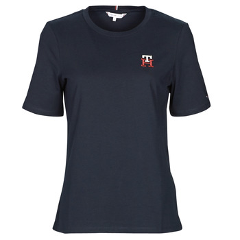 vaatteet Naiset Lyhythihainen t-paita Tommy Hilfiger REG MONOGRAM EMB C-NK SS Laivastonsininen