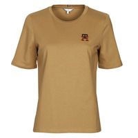 vaatteet Naiset Lyhythihainen t-paita Tommy Hilfiger REG MONOGRAM EMB C-NK SS Kamelinruskea