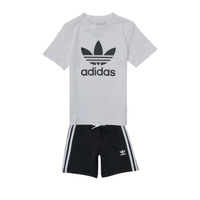 vaatteet Lapset Kokonaisuus adidas Originals SHORT TEE SET Musta / Valkoinen