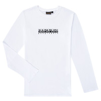 vaatteet Pojat T-paidat pitkillä hihoilla Napapijri S-BOX LS Valkoinen