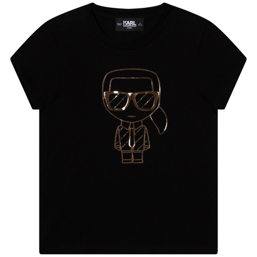 vaatteet Tytöt Lyhythihainen t-paita Karl Lagerfeld Z15386-09B Musta