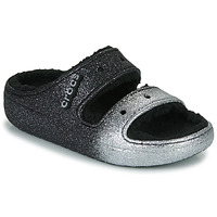 kengät Naiset Sandaalit Crocs CLASSIC COZZZY GLITTER SANDAL Musta / Hopea