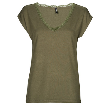 vaatteet Naiset Topit / Puserot Only ONLMOSTER S/S LACE V-NECK TOP CS JRS Khaki