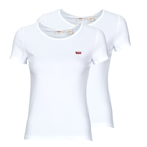 vaatteet Naiset Lyhythihainen t-paita Levi's 2PACK CREWNECK TEE Valkoinen 