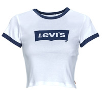 vaatteet Naiset Lyhythihainen t-paita Levi's GRAPHIC RINGER MINI TEE Bright / Valkoinen  / Meri