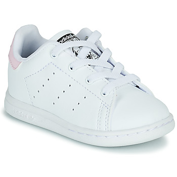 kengät Tytöt Matalavartiset tennarit adidas Originals STAN SMITH EL I Valkoinen / Vaaleanpunainen