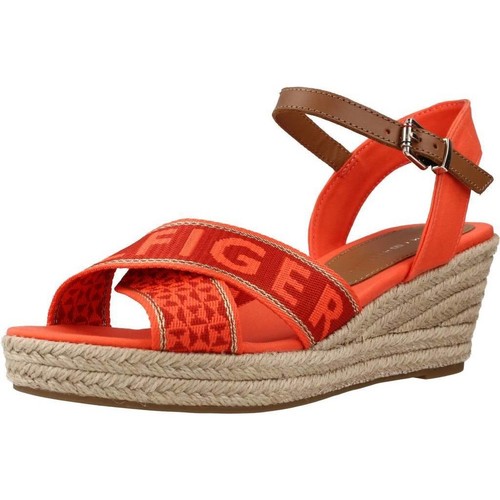 kengät Naiset Sandaalit ja avokkaat Tommy Hilfiger WEBBING LOW WEDGE Oranssi