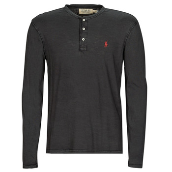 vaatteet Miehet T-paidat pitkillä hihoilla Polo Ralph Lauren T-SHIRT AJUSTE COL TUNISIEN EN COTON Musta / Punainen