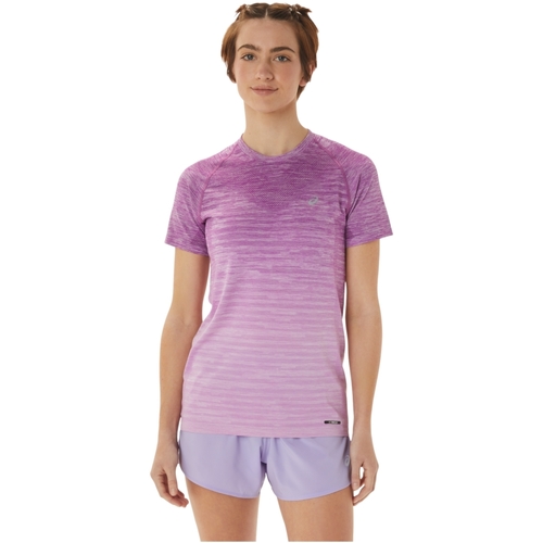 vaatteet Naiset Lyhythihainen t-paita Asics Seamless SS Top Vaaleanpunainen