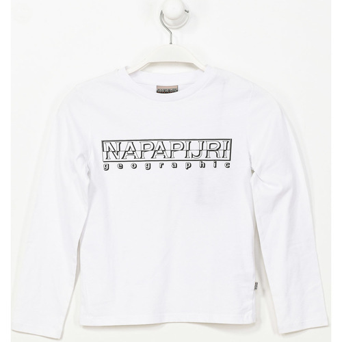 vaatteet Pojat T-paidat pitkillä hihoilla Napapijri N0CIWK-002 Valkoinen