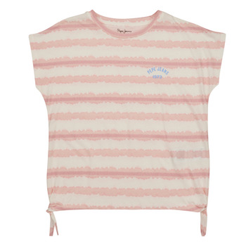 vaatteet Tytöt Lyhythihainen t-paita Pepe jeans PETRONILLE Valkoinen / Vaaleanpunainen