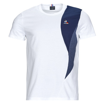 vaatteet Miehet Lyhythihainen t-paita Le Coq Sportif SAISON 1 Tee SS N°1 M Valkoinen / Laivastonsininen