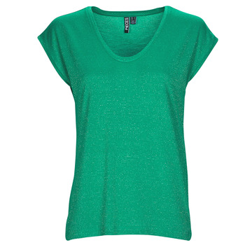 vaatteet Naiset Lyhythihainen t-paita Pieces PCBILLO TEE LUREX STRIPES Vihreä