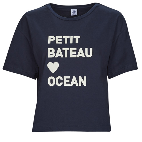 vaatteet Naiset Lyhythihainen t-paita Petit Bateau A06TM04 Laivastonsininen