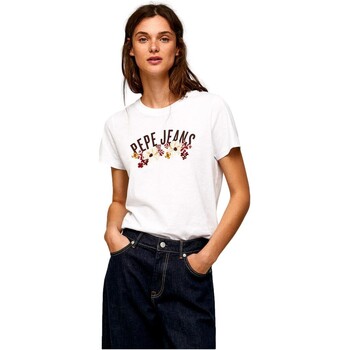 vaatteet Naiset Lyhythihainen t-paita Pepe jeans CAMISETA MUJER   ROSEMERY PL505333 Valkoinen