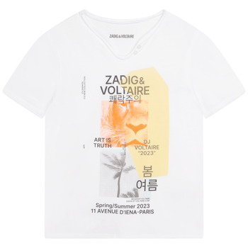 vaatteet Pojat Lyhythihainen t-paita Zadig & Voltaire  Valkoinen