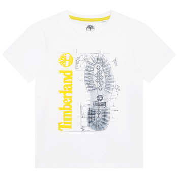 vaatteet Pojat Lyhythihainen t-paita Timberland T25T82 Valkoinen