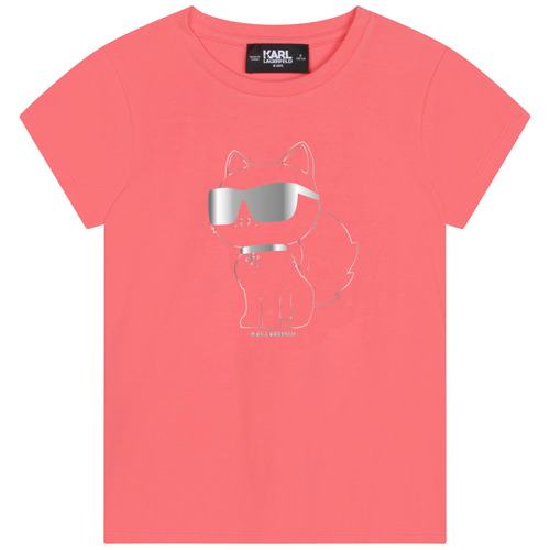 vaatteet Tytöt Lyhythihainen t-paita Karl Lagerfeld Z15413-43D-C Koralli