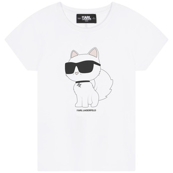 vaatteet Tytöt Lyhythihainen t-paita Karl Lagerfeld Z15416-10P-B Valkoinen