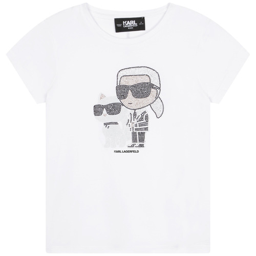 vaatteet Tytöt Lyhythihainen t-paita Karl Lagerfeld Z15420-10P-C Valkoinen