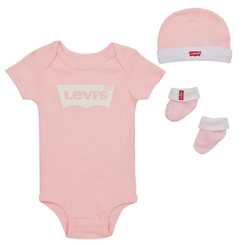 vaatteet Lapset pyjamat / yöpaidat Levi's LHN BATWING ONESIE HAT BOOTIE Vaaleanpunainen / Valkoinen