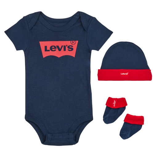 vaatteet Lapset pyjamat / yöpaidat Levi's LHN BATWING ONESIE HAT BOOTIE Laivastonsininen / Punainen
